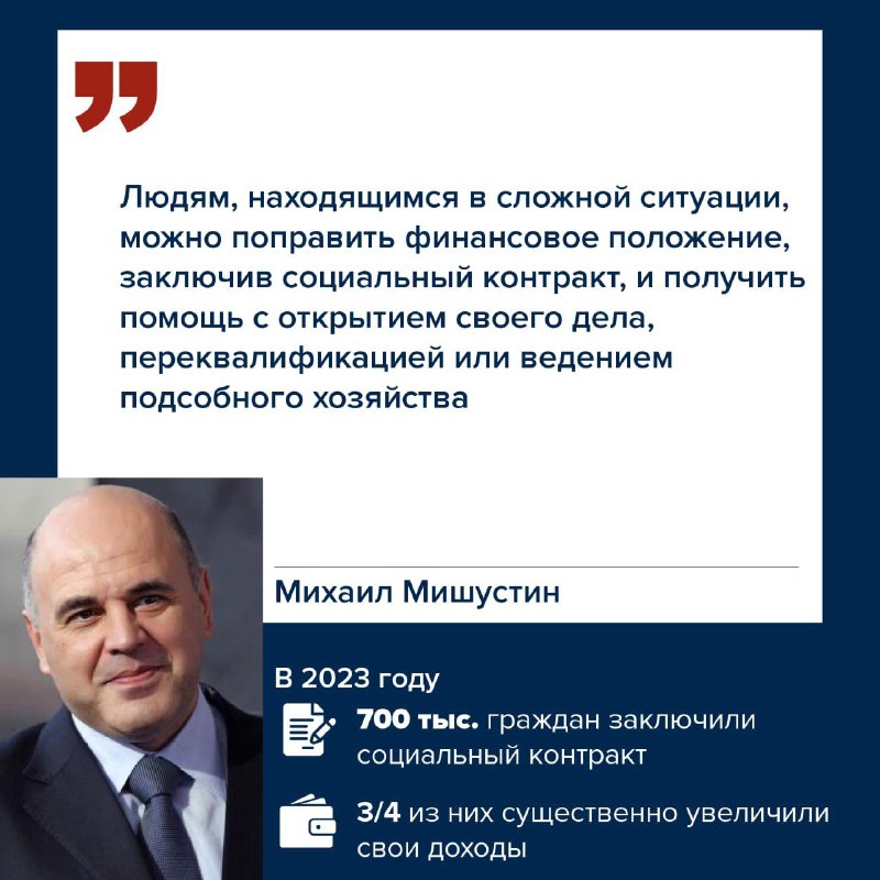 Более 500 тысяч россиян увеличили свои доходы в 2023 благодаря социальному контракту.